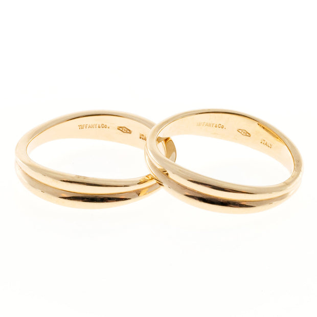 Vintage 2 Tiffany & Co 18k Pink Gold Sz 5 Matched Swirl Rings Separate or Join