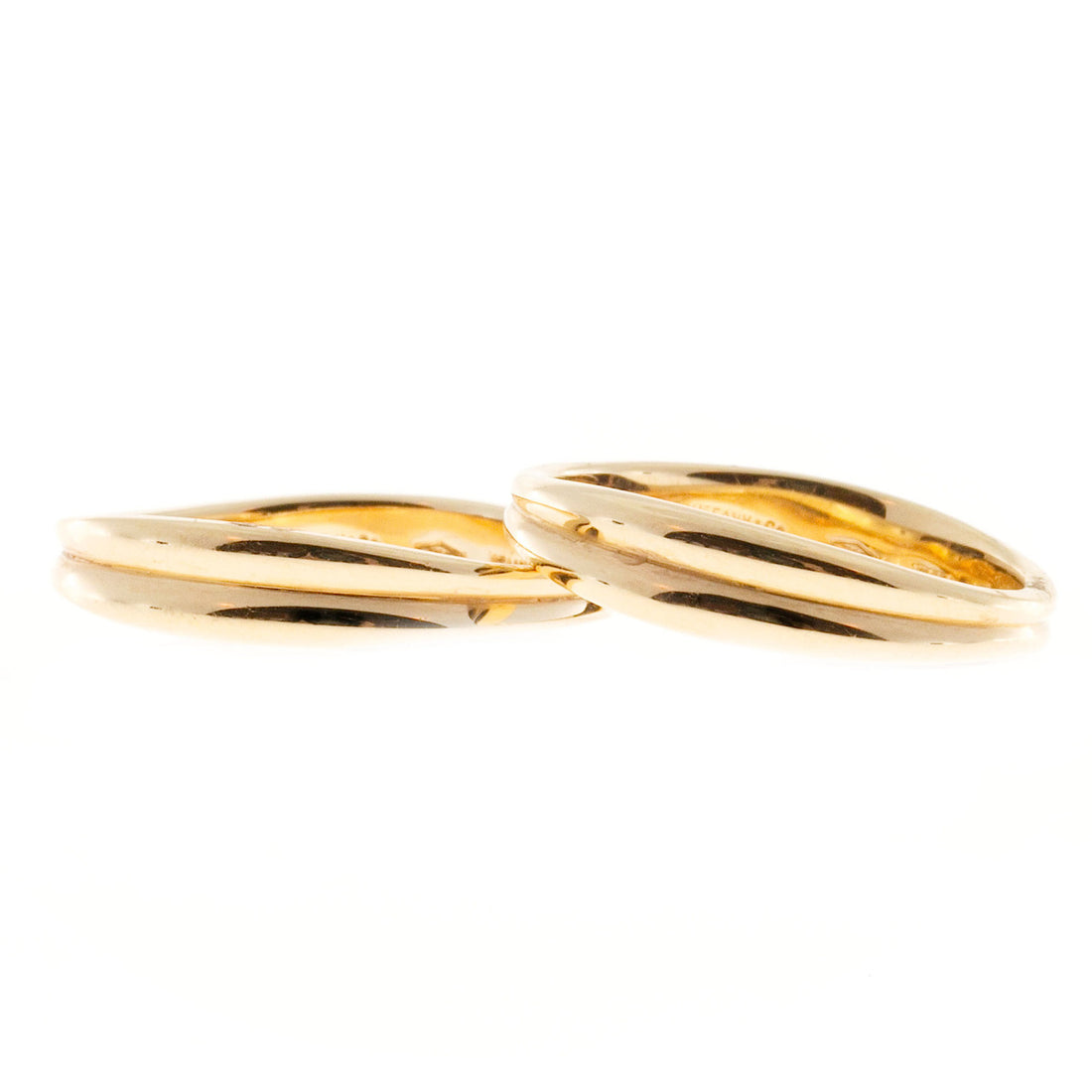 Vintage 2 Tiffany & Co 18k Pink Gold Sz 5 Matched Swirl Rings Separate or Join – image 7