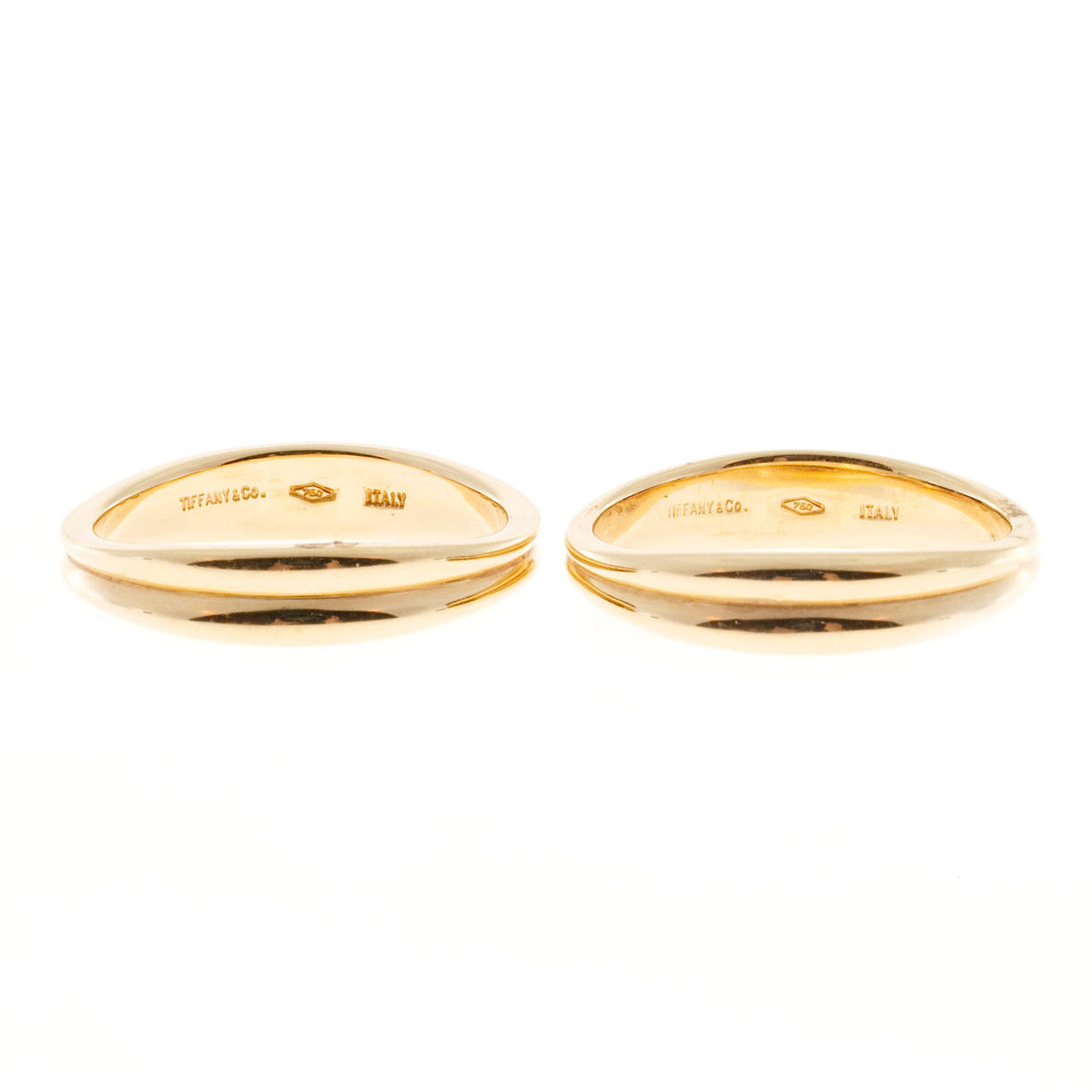 Vintage 2 Tiffany & Co 18k Pink Gold Sz 5 Matched Swirl Rings Separate or Join – image 5