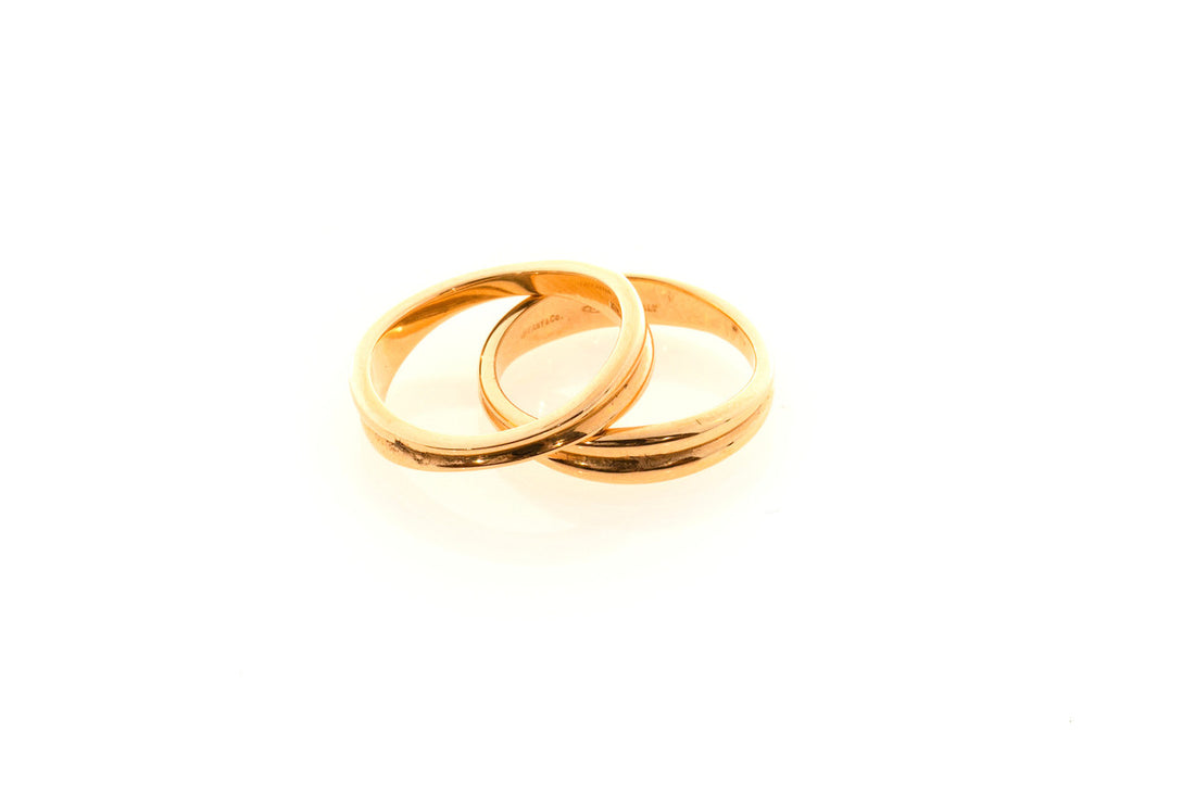 Vintage 2 Tiffany & Co 18k Pink Gold Sz 5 Matched Swirl Rings Separate or Join – image 2