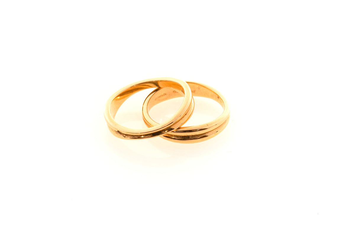 Vintage 2 Tiffany & Co 18k Pink Gold Sz 5 Matched Swirl Rings Separate or Join – image 2