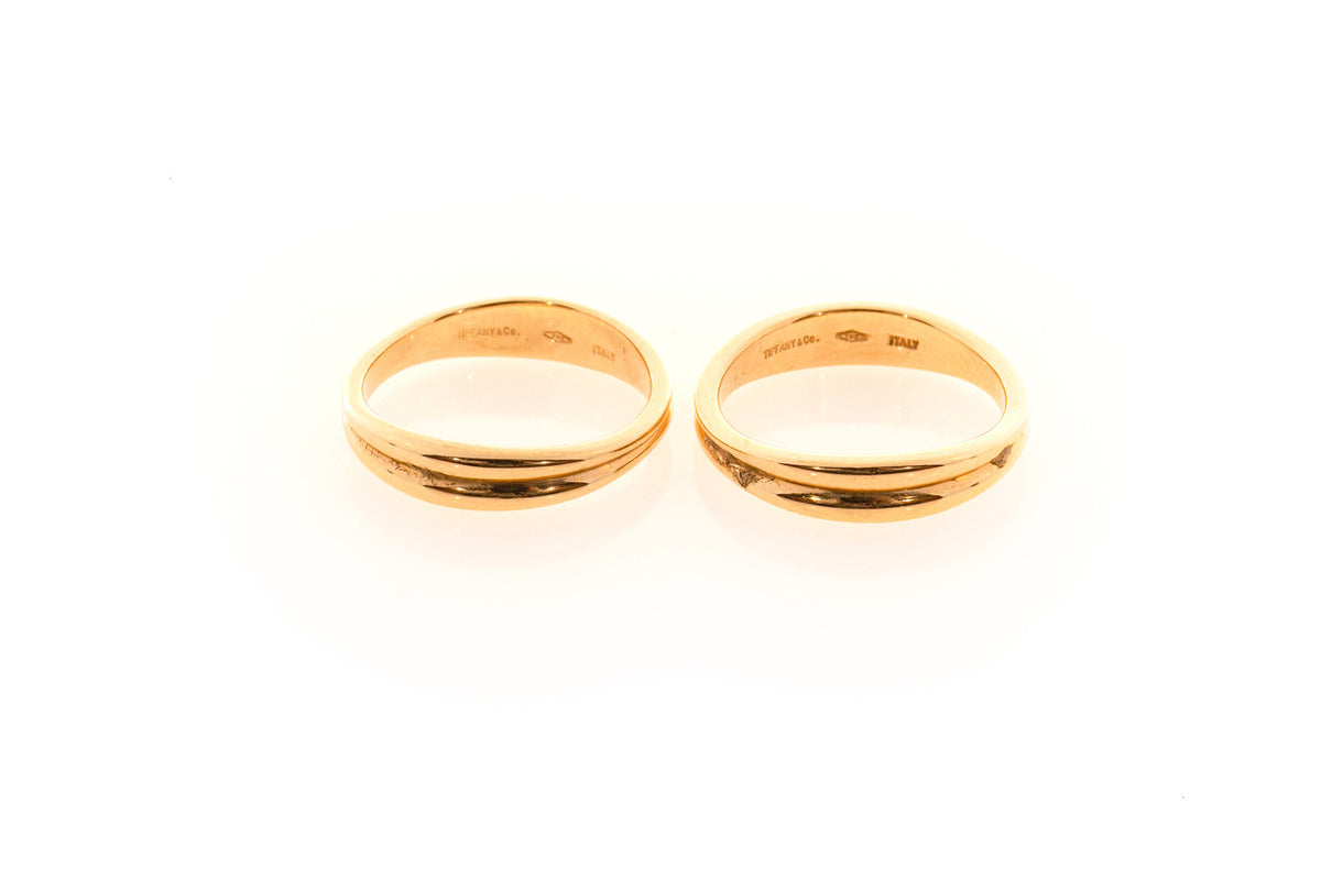 Vintage 2 Tiffany & Co 18k Pink Gold Sz 5 Matched Swirl Rings Separate or Join – image 11