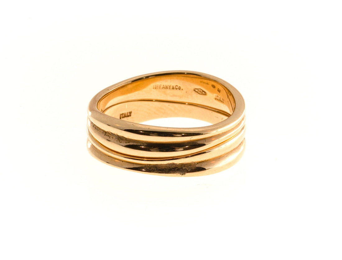 Vintage 2 Tiffany & Co 18k Pink Gold Sz 5 Matched Swirl Rings Separate or Join – image 12
