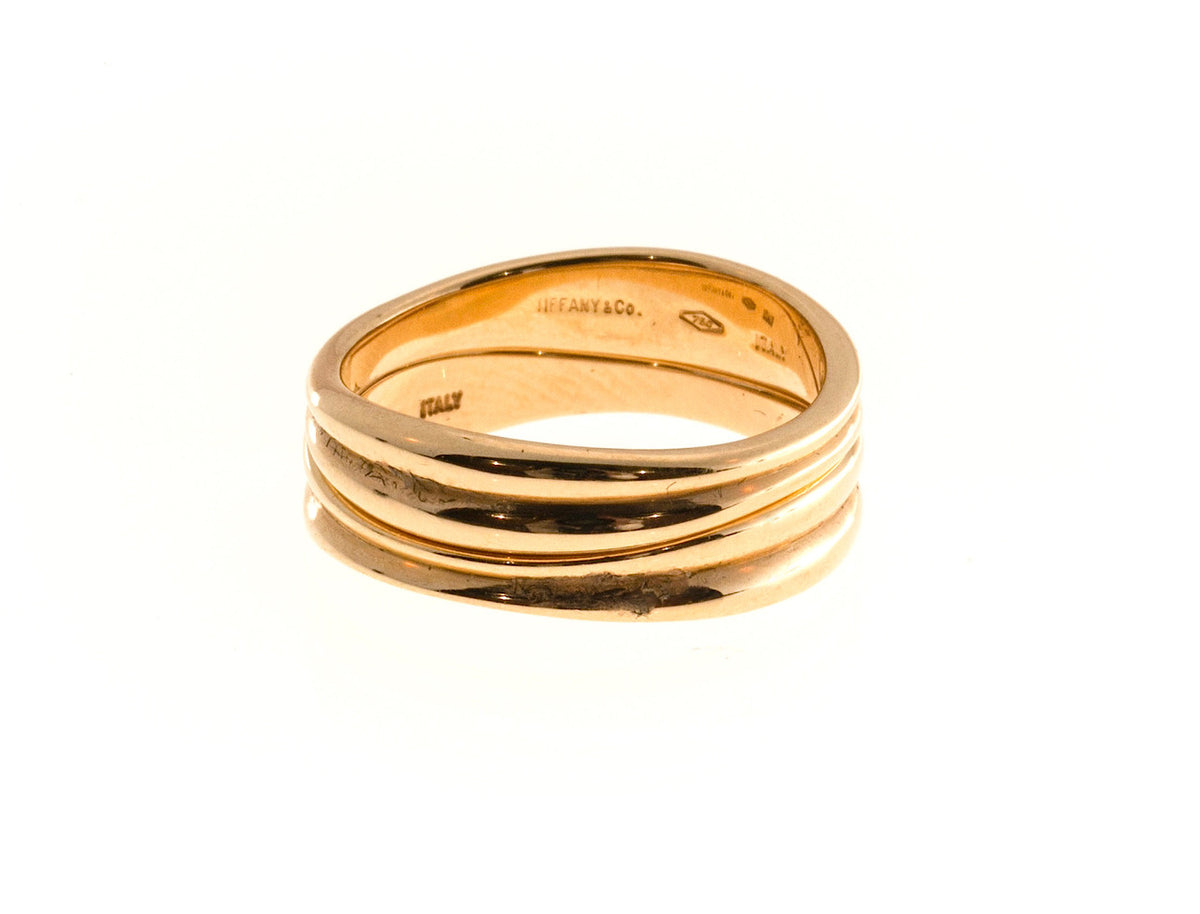 Vintage 2 Tiffany & Co 18k Pink Gold Sz 5 Matched Swirl Rings Separate or Join – image 12