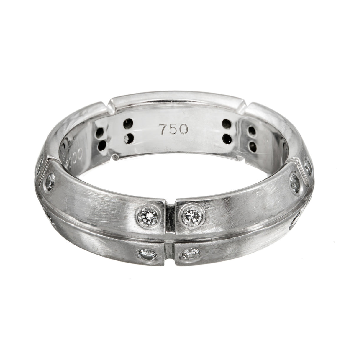 Tiffany & Co 18k White Gold Steamerica Diamond Band Ring Size 5