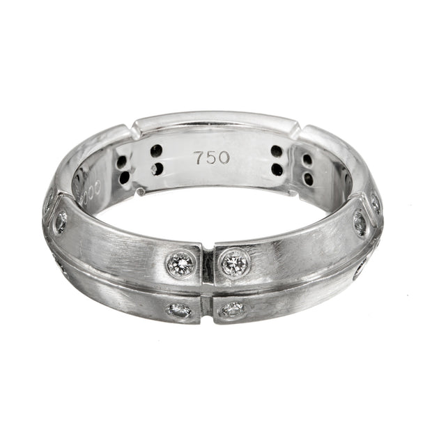 Tiffany & Co 18k White Gold Steamerica Diamond Band Ring Size 5