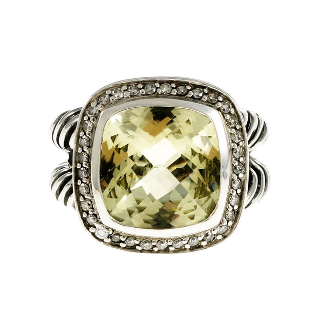 Estate David Yurman Prasiolite Ring Diamond Sterling Silver
