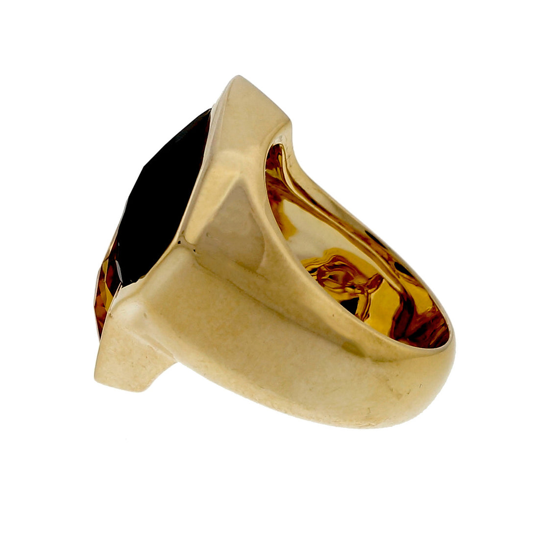 Estate Fantasy Cut 7.85ct Citrine Smoky Quartz Heavy 18k Yellow Gold Ring Allia – image 6