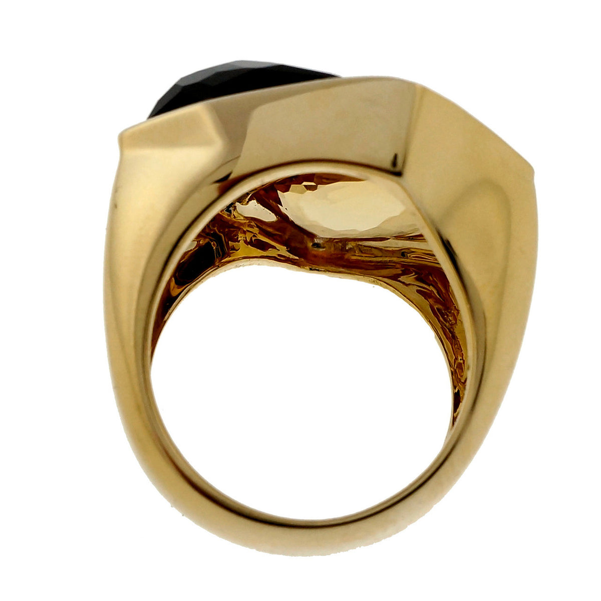 Estate Fantasy Cut 7.85ct Citrine Smoky Quartz Heavy 18k Yellow Gold Ring Allia – image 5