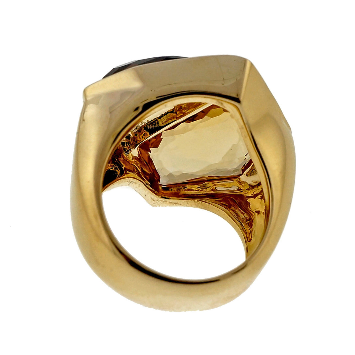 Estate Fantasy Cut 7.85ct Citrine Smoky Quartz Heavy 18k Yellow Gold Ring Allia – image 3