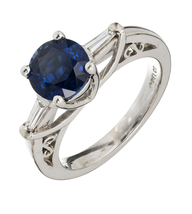 Del Co Designer 2.37ct Royal Blue Certified Sapphire Diamond 14k White Gold Engagement Ring
