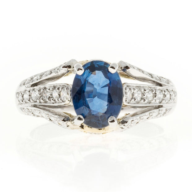 Rare Richard Krementz 1.28ct Fine Oval Sapphire Platinum Diamond Ring