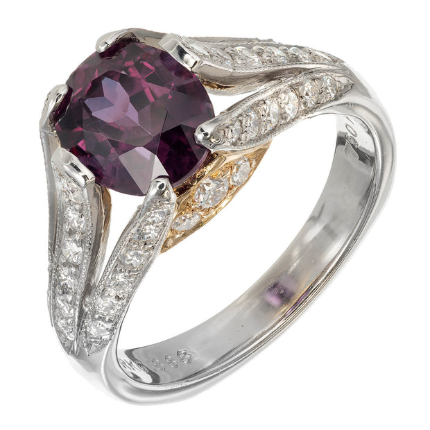 Richard Krementz Rare Color Change Garnet Ring Platinum Diamond