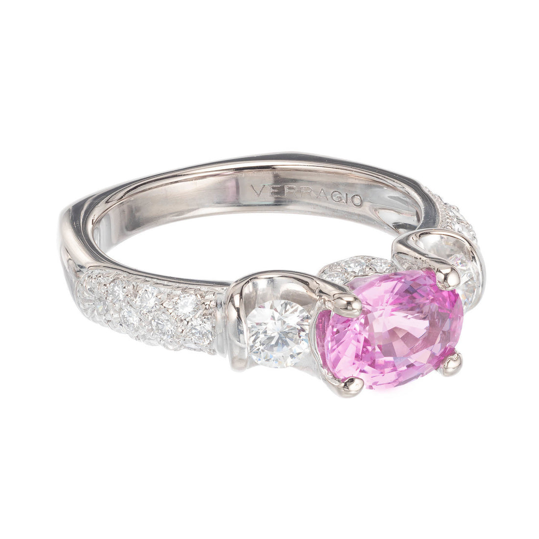 Verragio GIA Certified 1.60 Carat Pink Sapphire Diamond Gold Engagement Ring – image 3