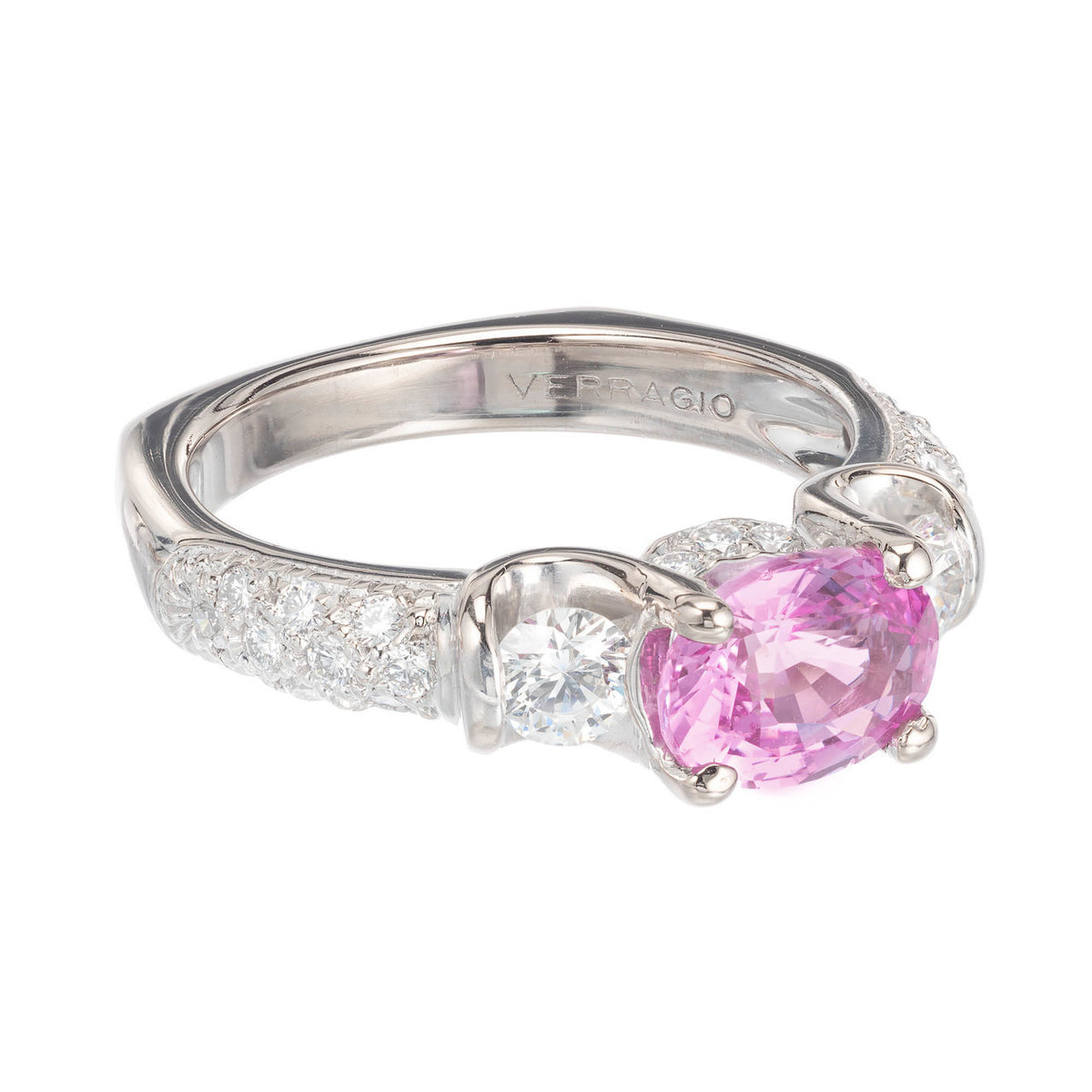 Verragio GIA Certified 1.60 Carat Pink Sapphire Diamond Gold Engagement Ring – image 3