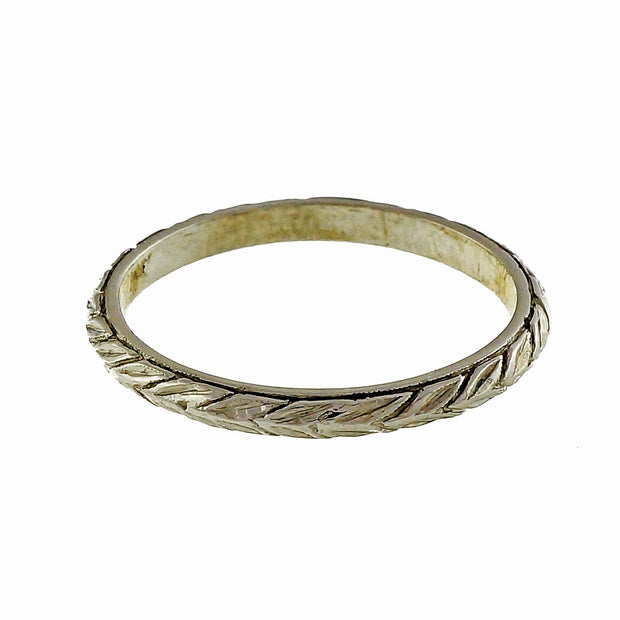 1930 Vintage Platinum Wheat Design Engraved Samos Wedding Band Ring