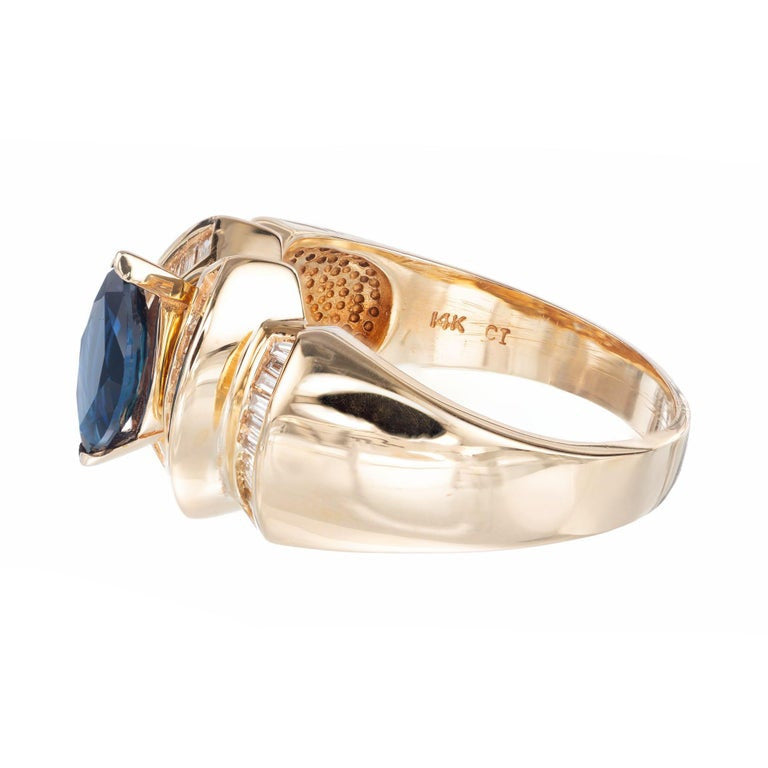 1.15 Carat Marquise Sapphire Baguette Diamond Cocktail Ring – image 5