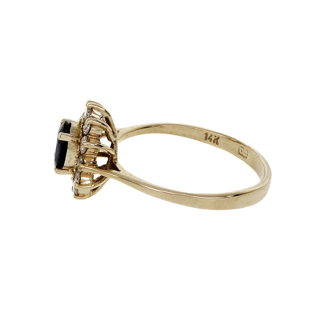 Estate Classic Oval Sapphire Cluster Ring 14k Yellow Gold Diamond – image 3
