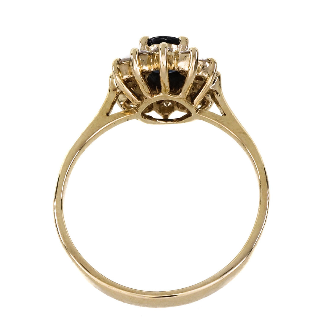 Estate Classic Oval Sapphire Cluster Ring 14k Yellow Gold Diamond – image 5