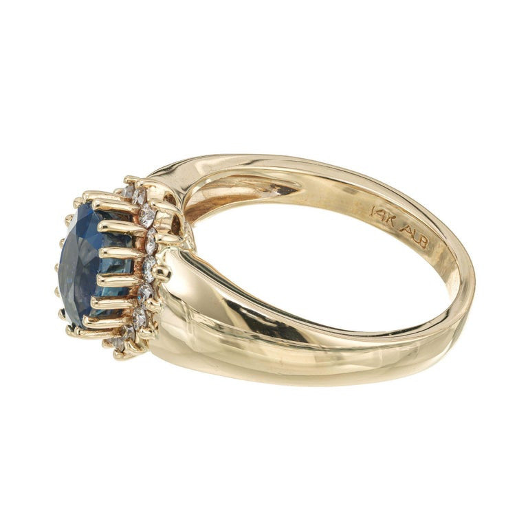 Alfred Butler 2.00 Carat Oval Sapphire Diamond Halo Gold Engagement Ring – image 6
