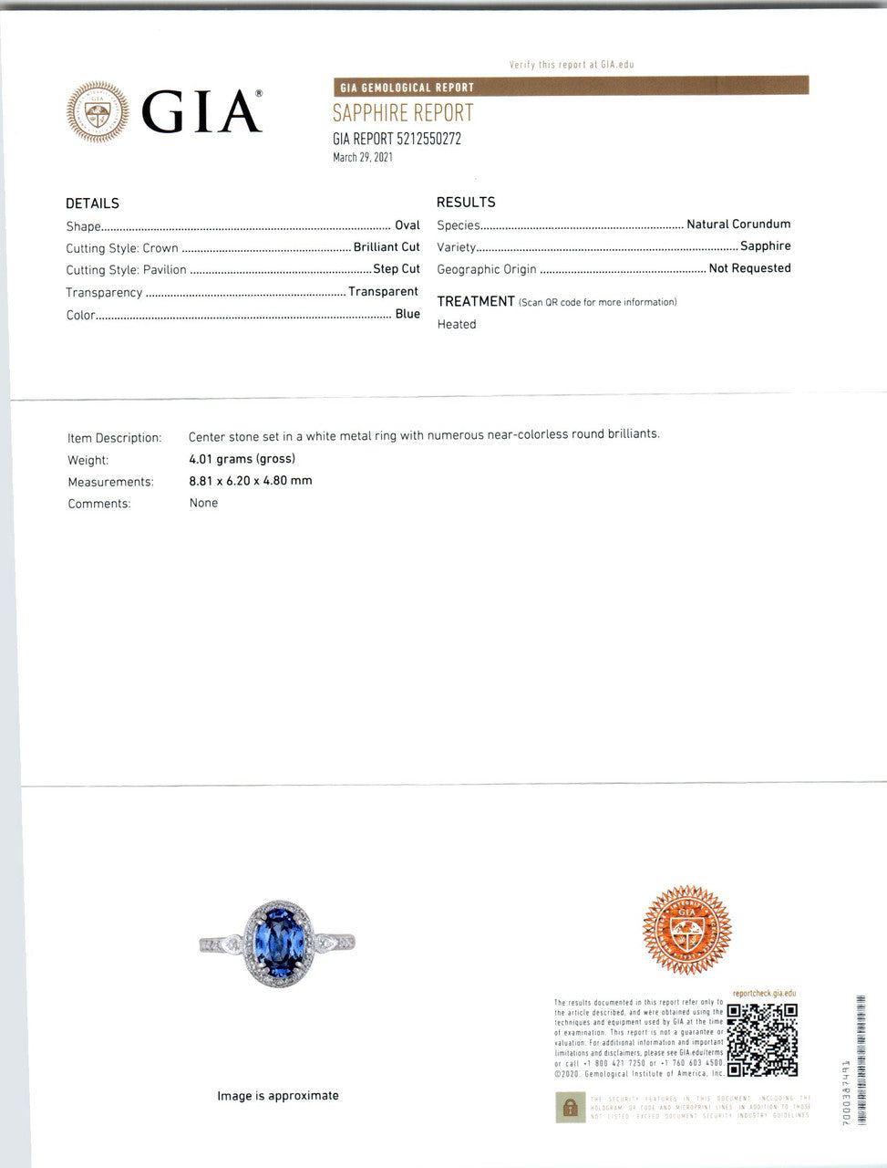 GIA 2.52 Carat Oval Ceylon Sapphire Diamond Halo White Gold Engagement Ring – image 4