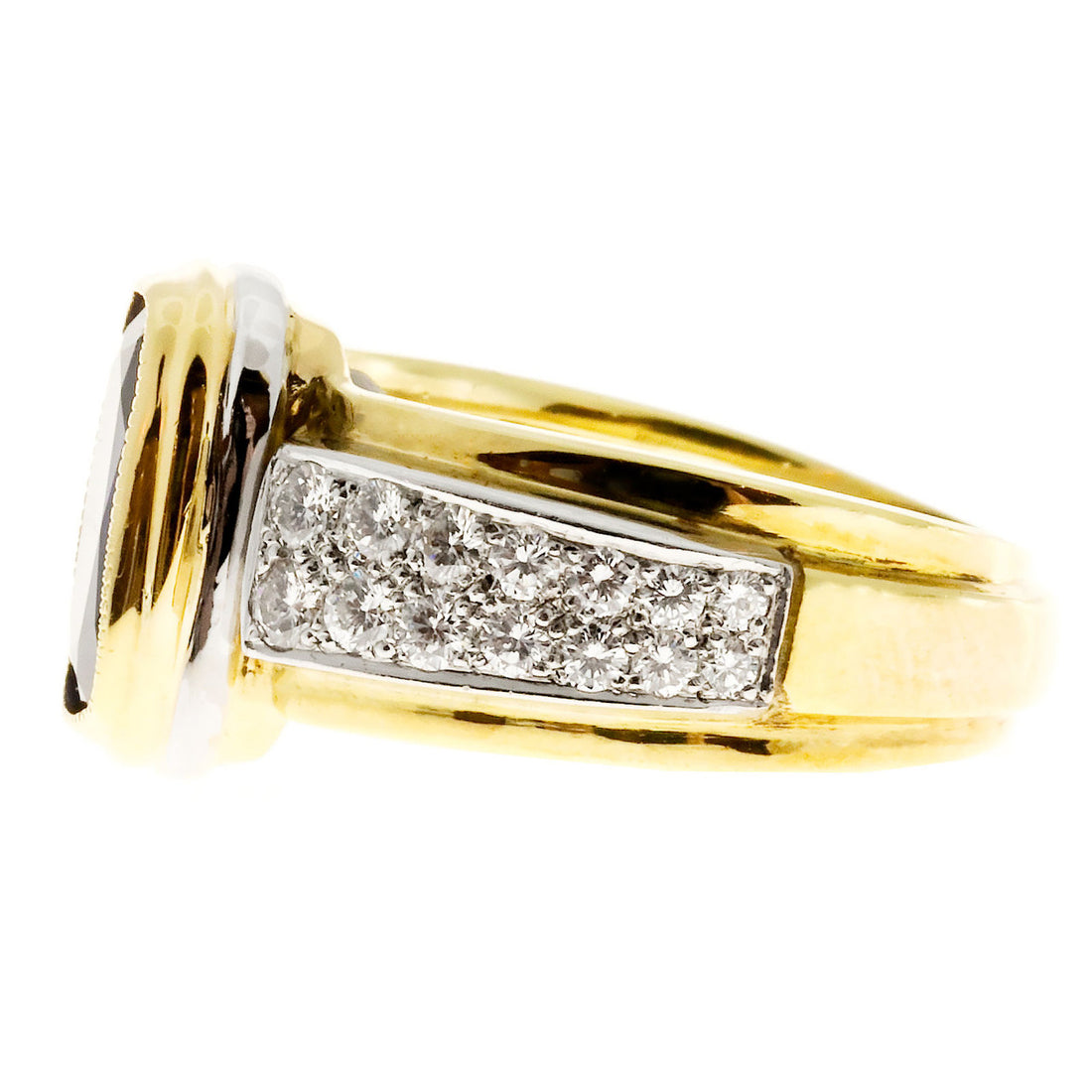 4.08 Carat Tanzanite Diamond Platinum Yellow Gold Ring – image 4