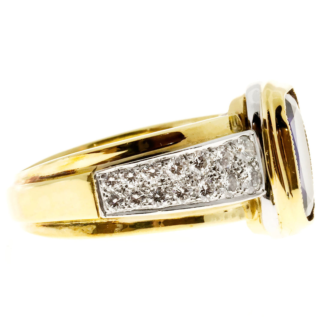 4.08 Carat Tanzanite Diamond Platinum Yellow Gold Ring – image 6