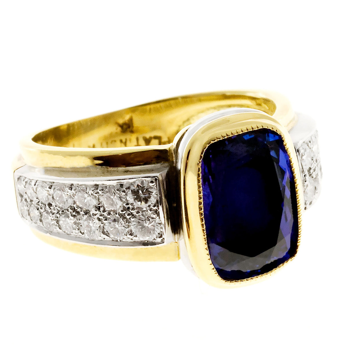 4.08 Carat Tanzanite Diamond Platinum Yellow Gold Ring – image 3