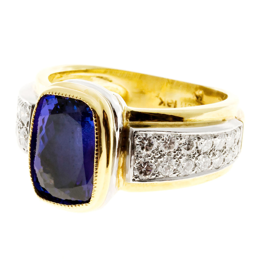 4.08 Carat Tanzanite Diamond Platinum Yellow Gold Ring – image 8