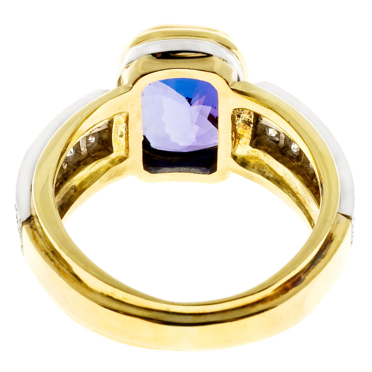 4.08 Carat Tanzanite Diamond Platinum Yellow Gold Ring – image 5
