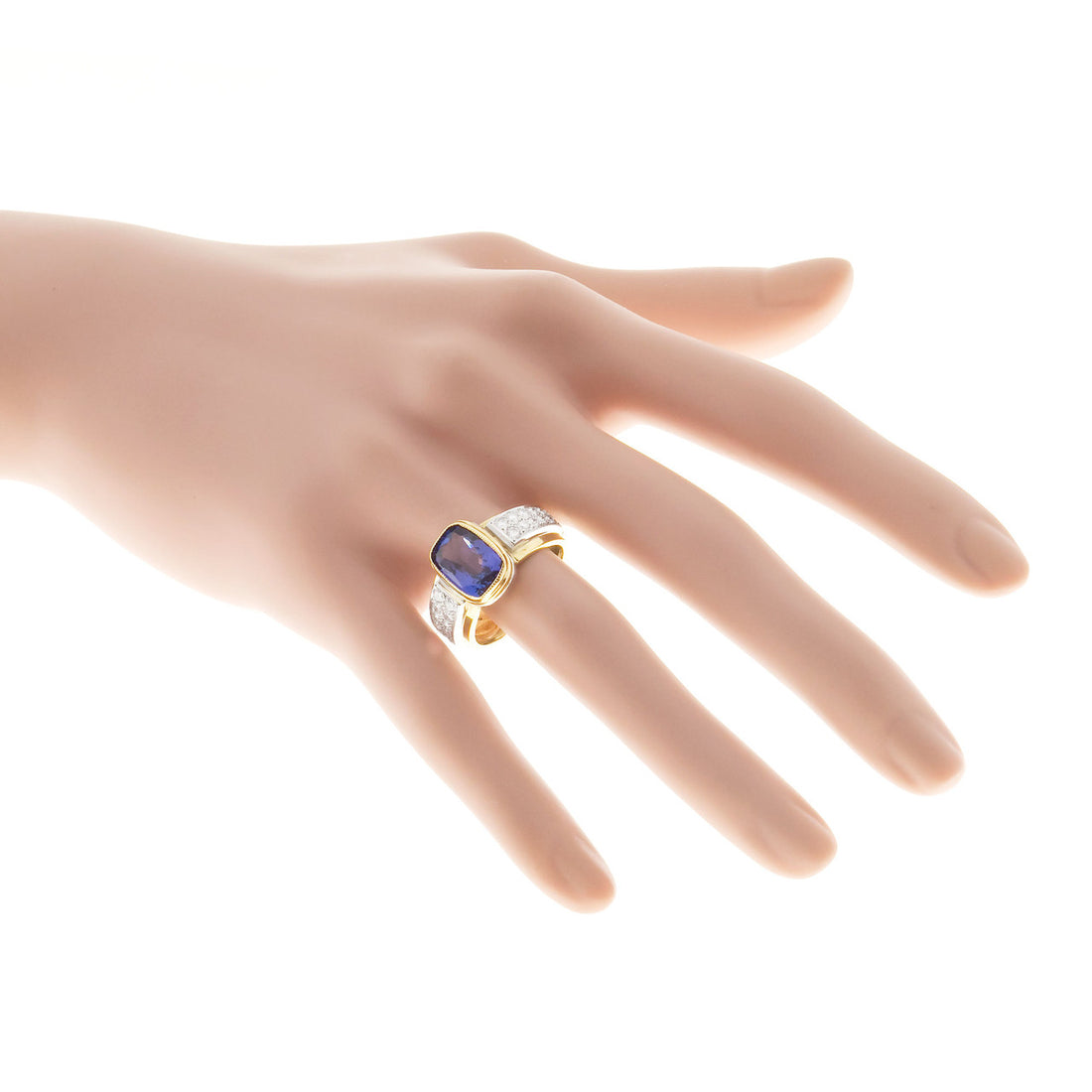 4.08 Carat Tanzanite Diamond Platinum Yellow Gold Ring – image 7