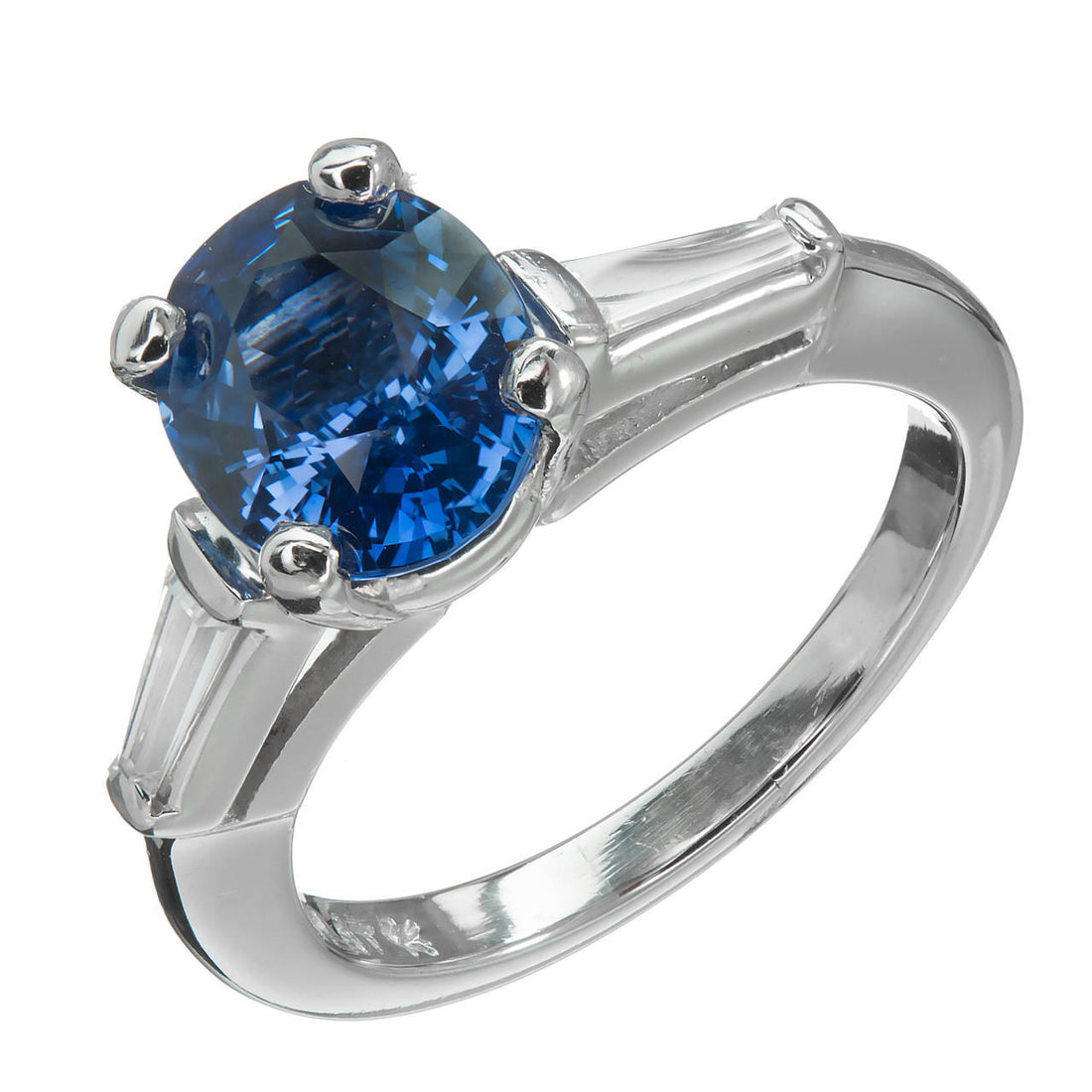 Estate 2.03ct Cornflower Blue 1950 Platinum Sapphire Diamond Engagement Ring – image 4