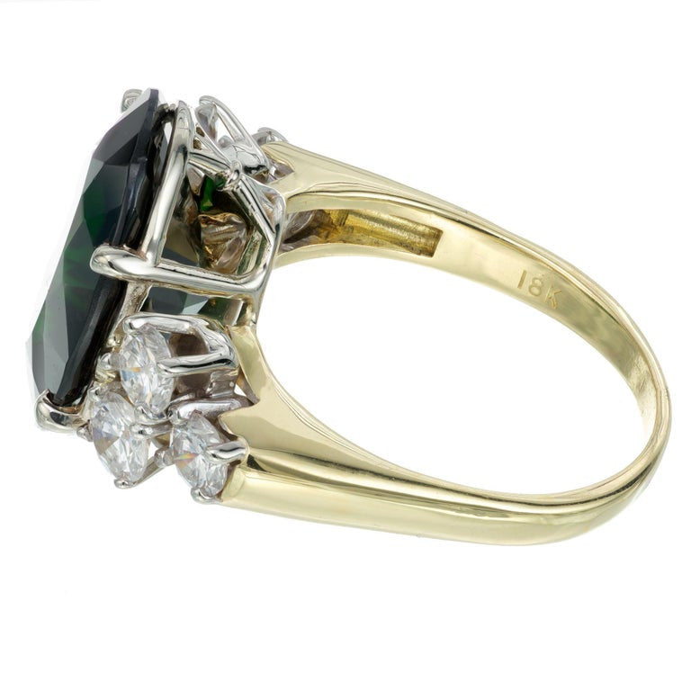 8.50 Carat Deep Green Tourmaline Diamond Gold Cocktail Ring – image 7
