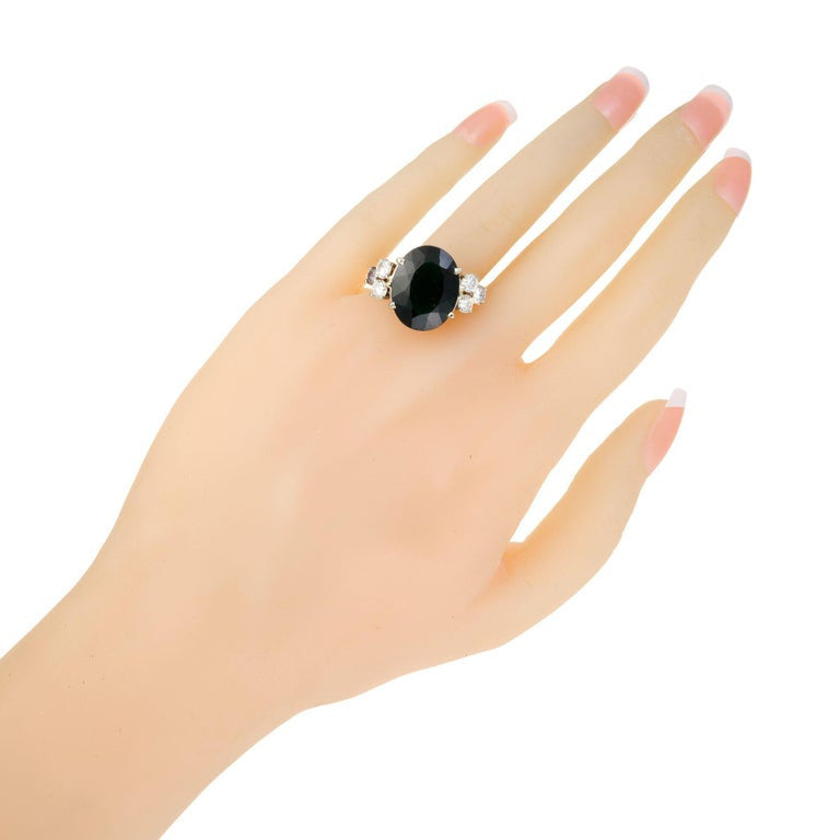 8.50 Carat Deep Green Tourmaline Diamond Gold Cocktail Ring – image 4