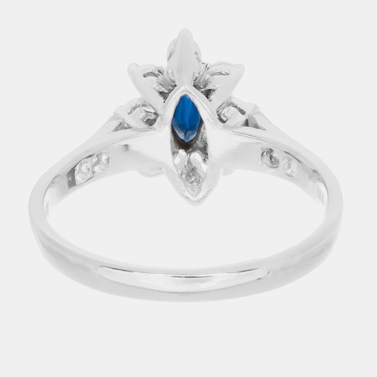 .40 Carat Marquise Sapphire Diamond Halo White Gold Engagement Ring – image 5