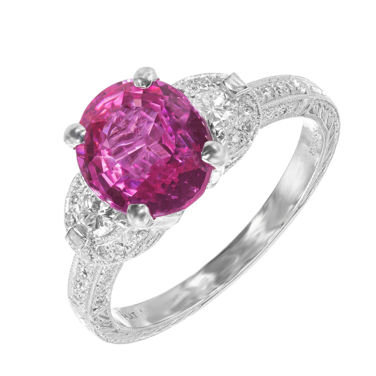Peter Suchy Pink Sapphire Pave Diamond Platinum Engagement Ring