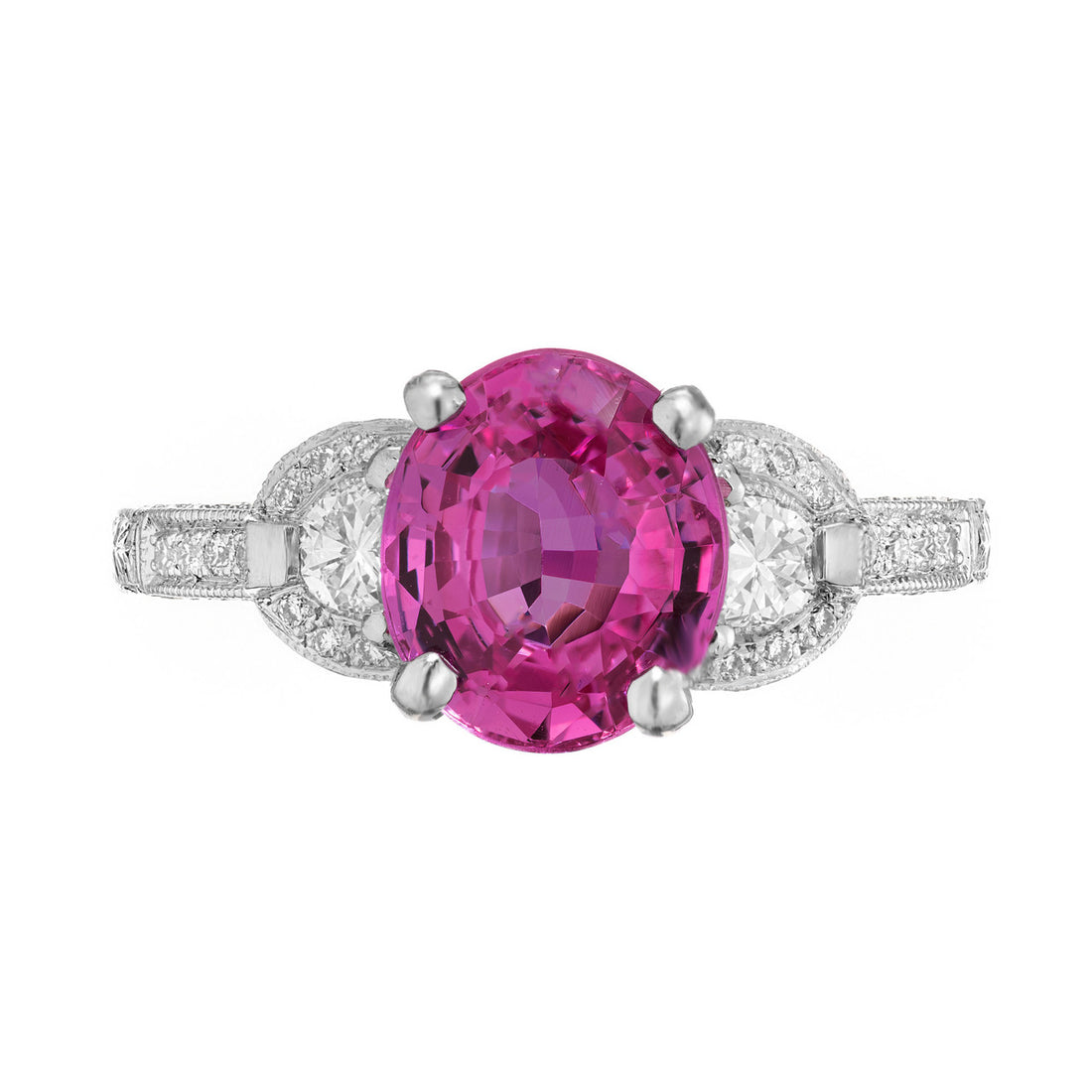 Peter Suchy Pink Sapphire Pave Diamond Platinum Engagement Ring – image 2