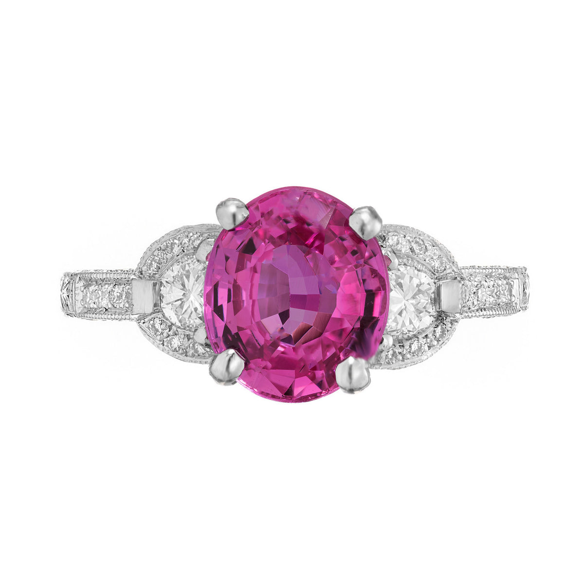 Peter Suchy Pink Sapphire Pave Diamond Platinum Engagement Ring – image 2