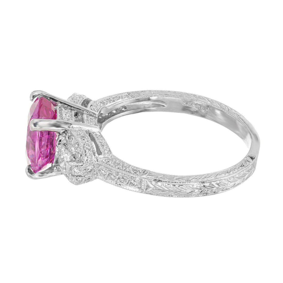 Peter Suchy Pink Sapphire Pave Diamond Platinum Engagement Ring – image 4