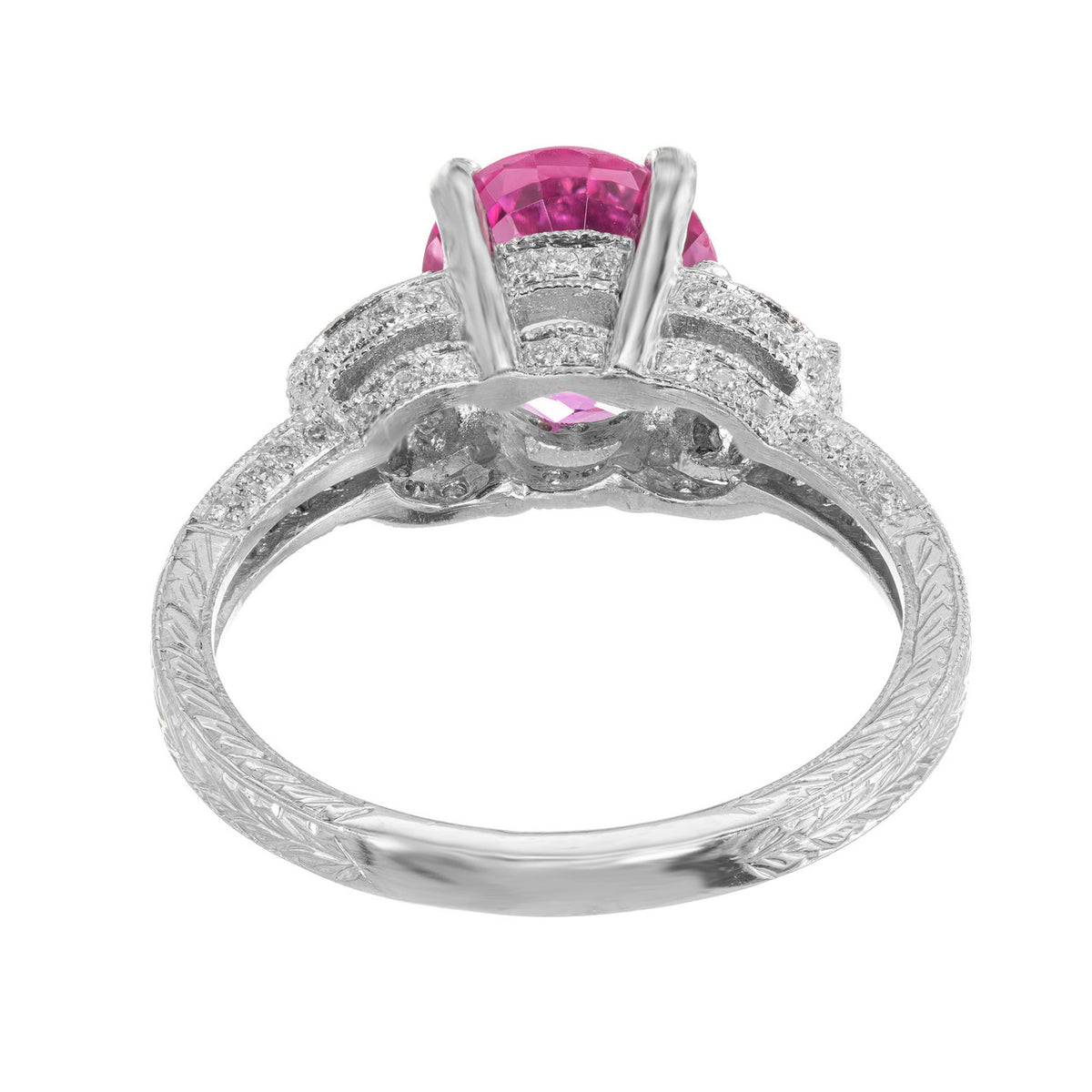 Peter Suchy Pink Sapphire Pave Diamond Platinum Engagement Ring – image 9