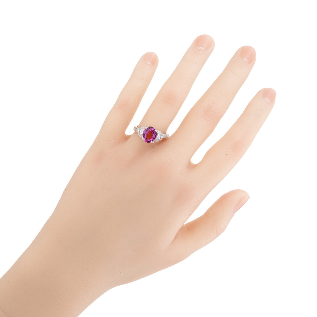 Peter Suchy Pink Sapphire Pave Diamond Platinum Engagement Ring – image 5
