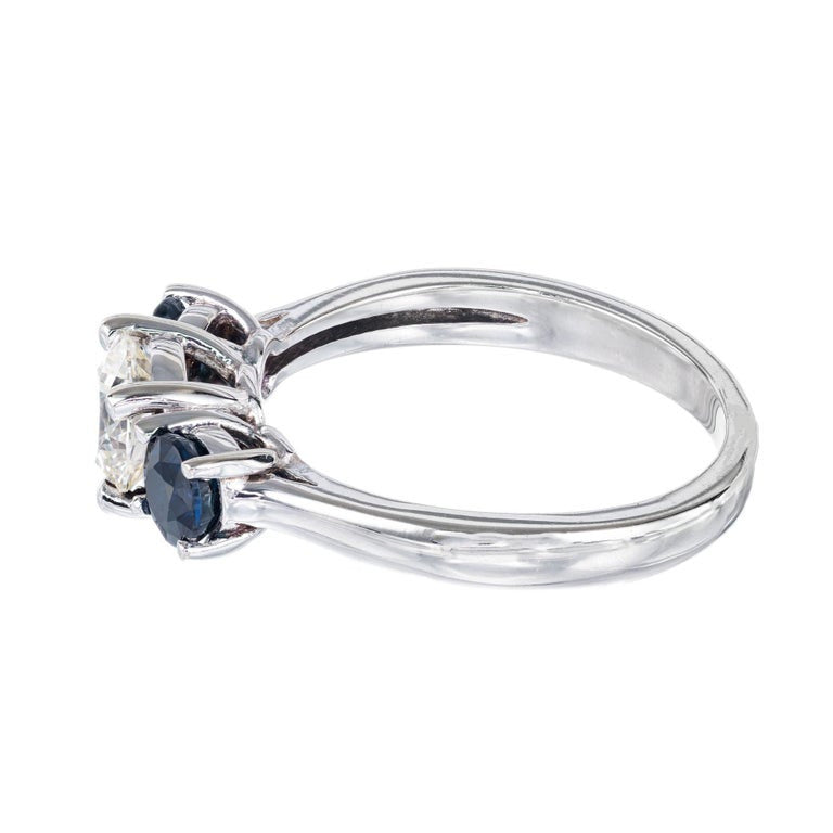 Peter Suchy GIA .73 Carat Diamond Sapphire Gold Three-Stone Engagement Ring – image 5