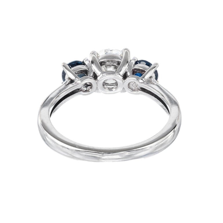 Peter Suchy GIA .73 Carat Diamond Sapphire Gold Three-Stone Engagement Ring – image 6