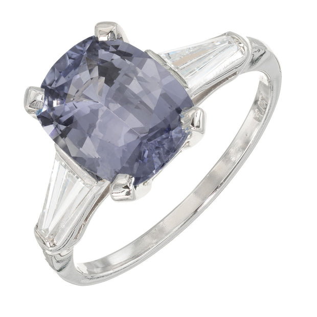 GIA 3.06ct Violet Blue Sapphire Diamond Platinum Engagement Ring