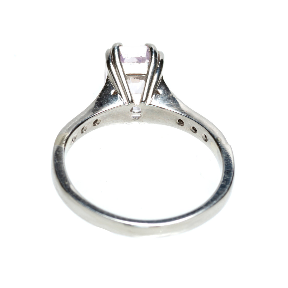 Vintage 2.04ct Natural No Heat Emerald Cut Pink Sapphire Full Cut Diamond Ring – image 5