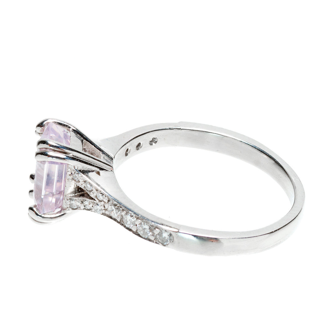 Vintage 2.04ct Natural No Heat Emerald Cut Pink Sapphire Full Cut Diamond Ring – image 6