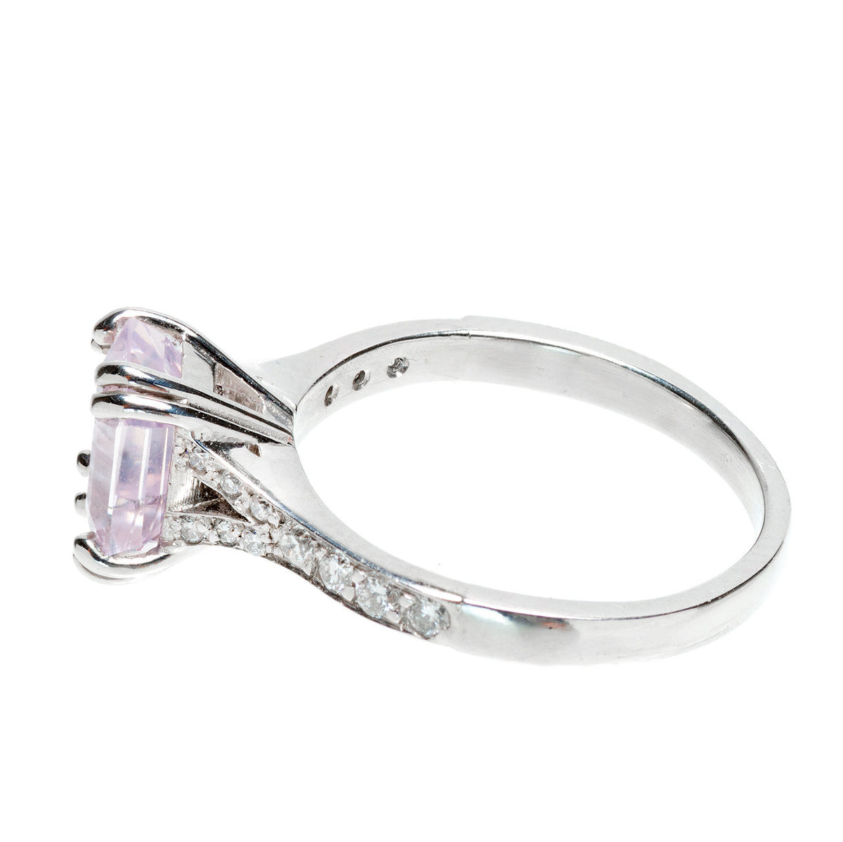 Vintage 2.04ct Natural No Heat Emerald Cut Pink Sapphire Full Cut Diamond Ring – image 6