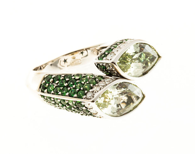 Vintage Ariel Certified 6.00ct Grossular Garnet 18k Gold Diamond Tsavorite Ring