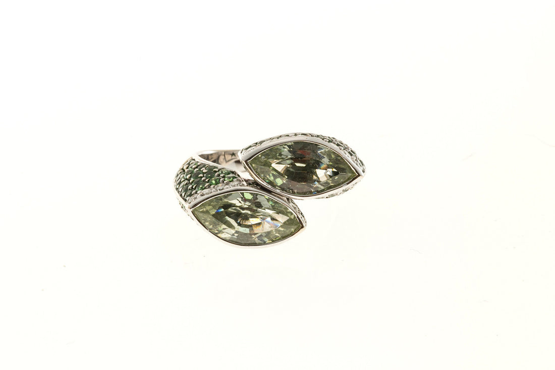 Vintage Ariel Certified 6.00ct Grossular Garnet 18k Gold Diamond Tsavorite Ring – image 7