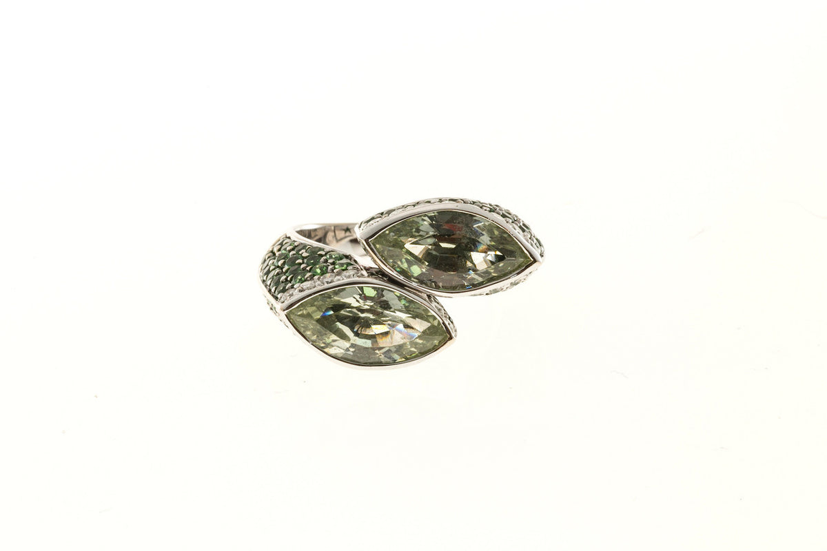Vintage Ariel Certified 6.00ct Grossular Garnet 18k Gold Diamond Tsavorite Ring – image 7